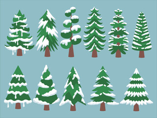 Christmas Fir Tree Snow Watercolor