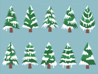 Christmas Pine Tree Snow Watercolor