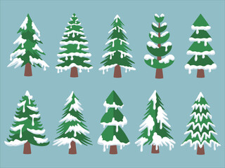 Christmas Pine Tree Snow Watercolor