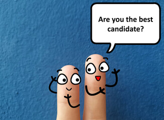 Two fingers are decorated as two person. They are discussing about election. One of them is asking...