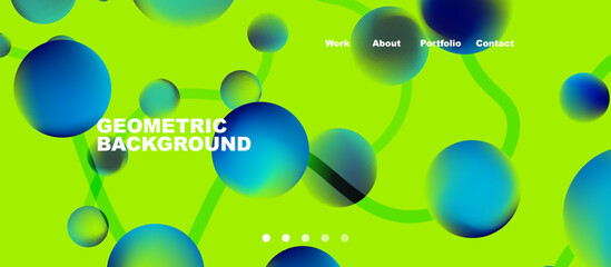 Network concept, line points connections geometric landing page background.