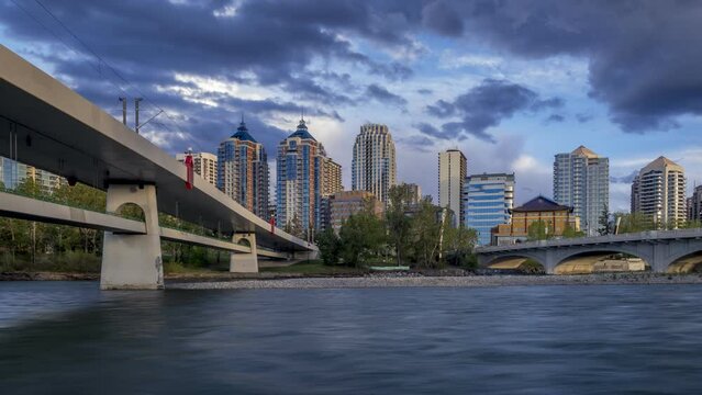 Timelapse of the Calgary skyline on a beautiful summer evening. 