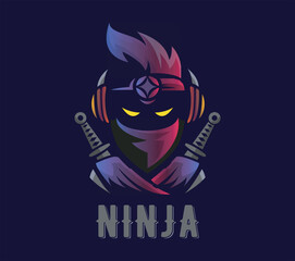 Colorful Ninja Logo with sword, Creative Ninja Mascot Logo