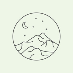 mountains line art logo design minimalist illustration icon