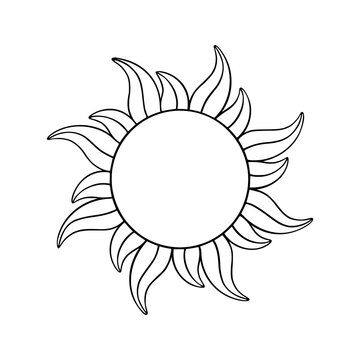 Tarot sun circle frame. Magic tarot sun in doodle style. Vector illustration isolated in white background