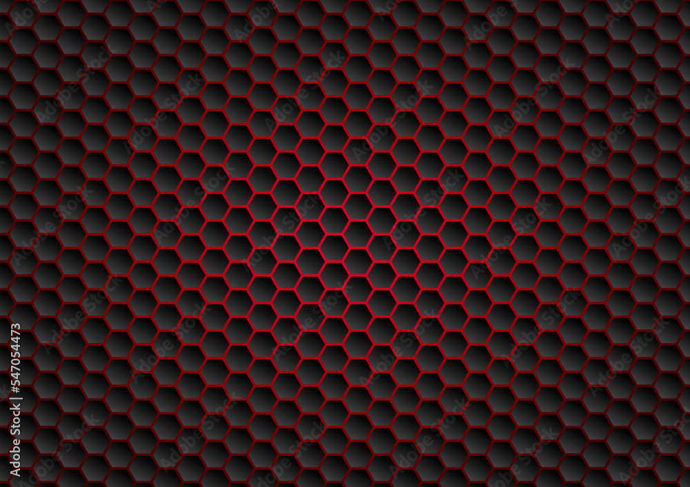 Poster abstract background hexagon gray and red color tone glow vector illustration