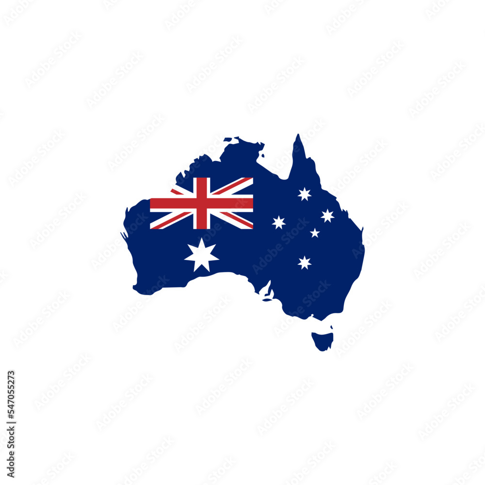 Poster Outline of the Australian map with colors isolated on a white background