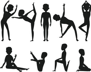 
Yoga Set set isolated vector Silhouette