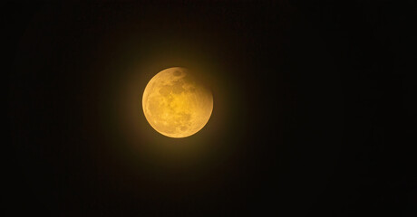 Obraz premium Real full blood moon, half moon in black sky with cloud