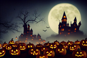Halloween festival celebration illustration. Holiday event halloween background concept.