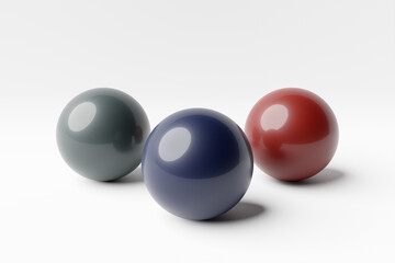 3d illustration of a  blue, gray  and red sphere on a white  background. Digital metaball background