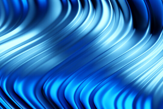 3D illustration  blue stripes in the form of wave waves, futuristic background.