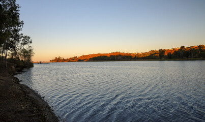 Lake Miramar at sunrise. Miramar reservoir in San Diego, Ca.