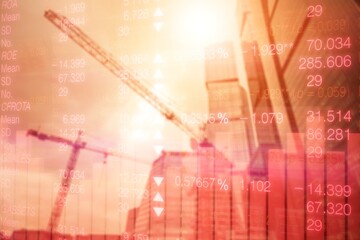 Abstract business graph and modern buildings on background