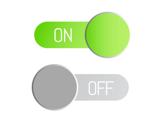 Gradient green, gray icon On and Off toggle switch modern button