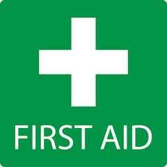 Obraz premium Green First Aid Kit Emergency Icon with Cross Sign. Vector 