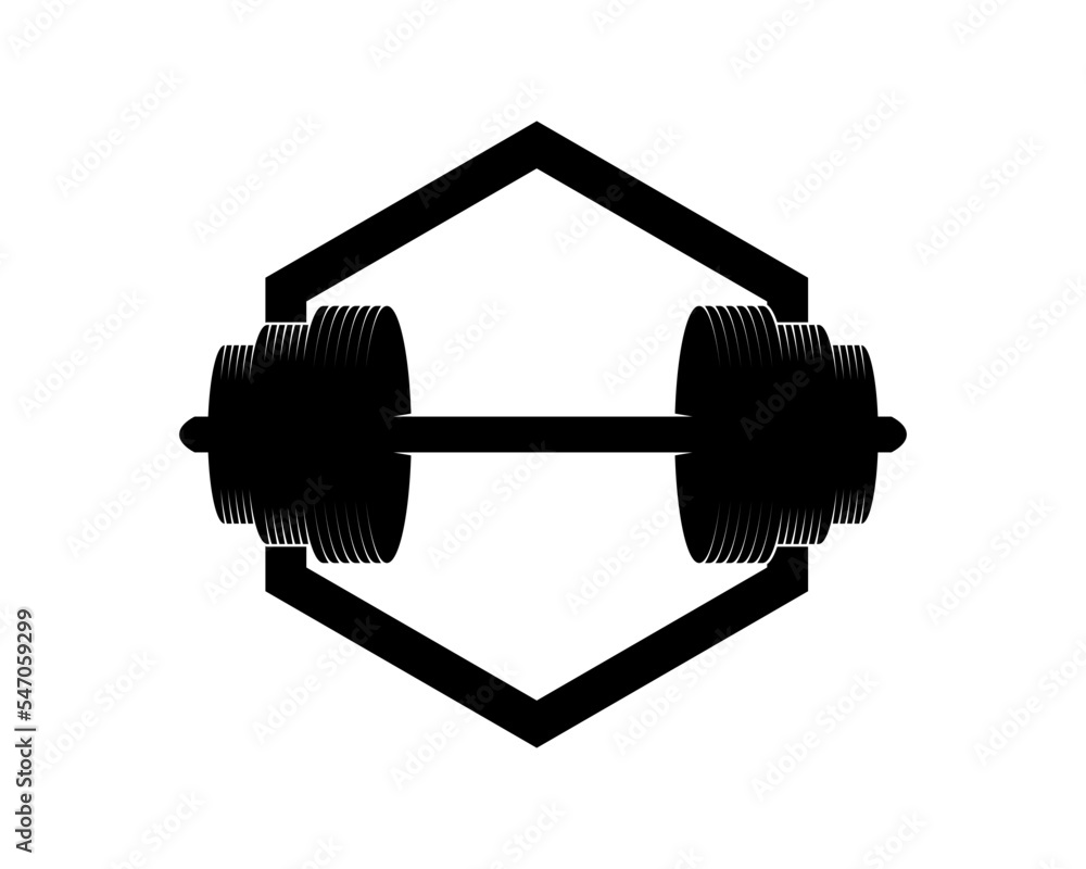 Canvas Prints Hexagon shape with barbell inside