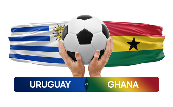 Uruguay vs Ghana national teams soccer football match competition concept.