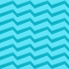 Seamless geometric wavy shape pattern in blue colors. Repeating dark and light blue stripes.
