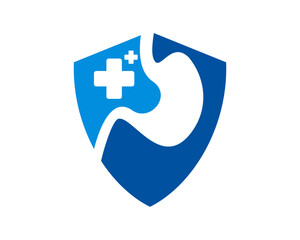 Obraz premium Shield with stomach and plus inside