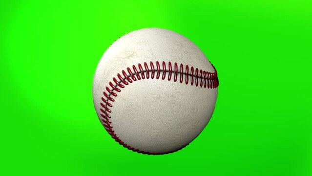 Baseball ball rotation Realistic in green screen 3D rendered	