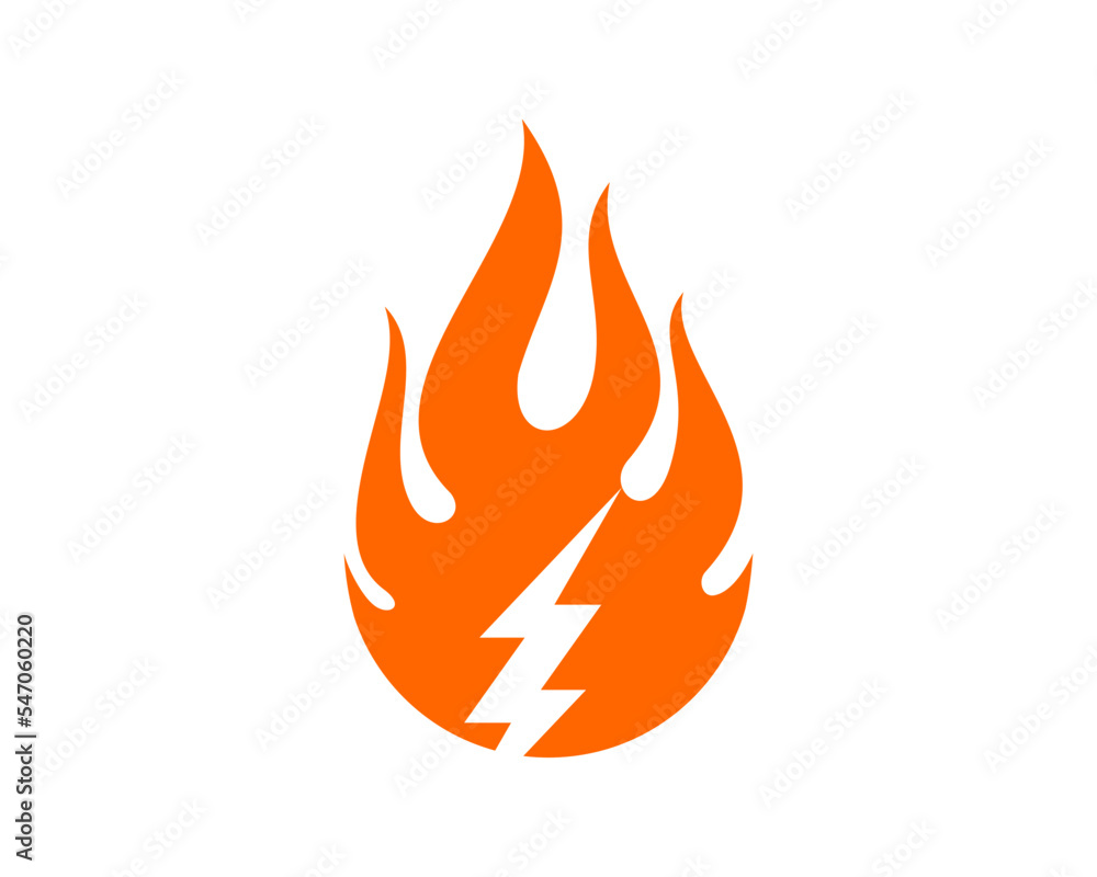 Sticker fire with thunder shape inside