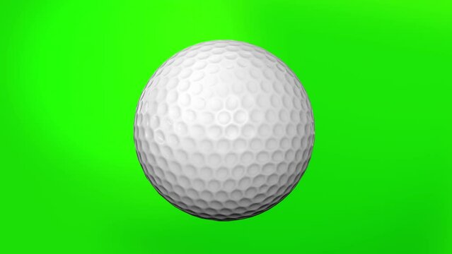 Golf Ball on Green Screen seamless. Looped Golf Ball 3D Animation of Spinning Bal 3D rendering