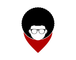 Location pin with human head inside