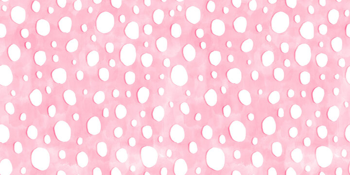 Barbie pink seamless hand drawn kidult polka dot doodle fabric pattern. Cute watercolor dalmatian or leopard spots background texture. Girly girl birthday, baby shower or nursery wallpaper design.