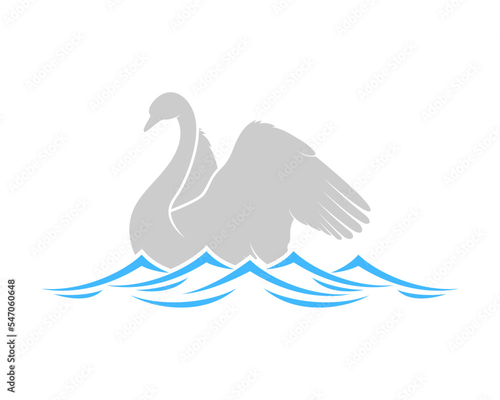 Wall mural Swan silhouette with water on bottom