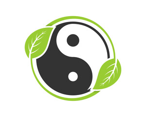 Fototapeta premium Circle leaf yin yang inside