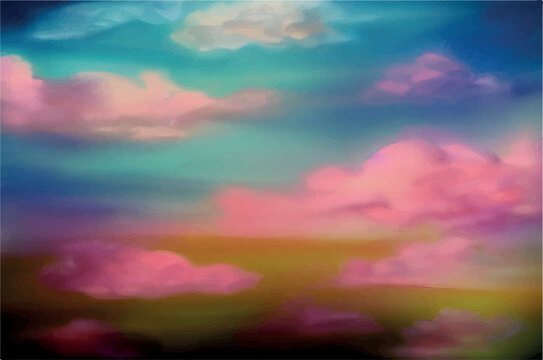 pastel color sky view with water painting background