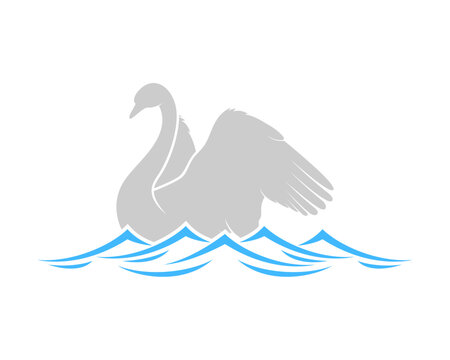 Swan silhouette with water on bottom