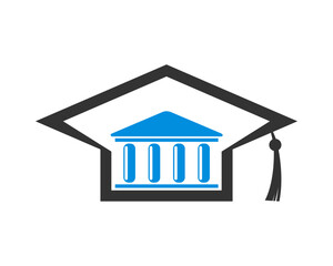 Graduation hat with law building inside