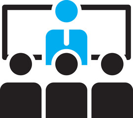 corporate management and business leader training icon and symbol