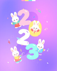 Obraz na płótnie Canvas 2023 Gyemyo Year New Year's Rabbit Character Illustration 