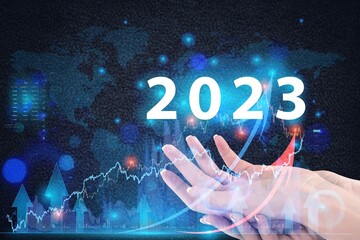 Businessman hands with growth arrow graph