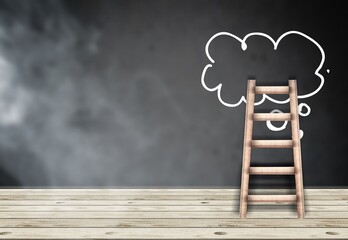 A ladder with cloud image, climb concept