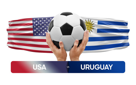 USA vs Uruguay national teams soccer football match competition concept.