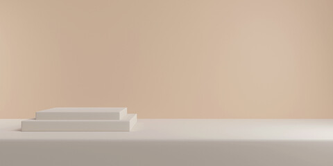 Fototapeta premium 3D background scene with podium. Minimal product display mockup with geometric shape object. 3D rendering. 