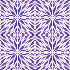 Purple tile symmetrical pattern vector square background. Flower like pattern wallpaper for wrapping paper, greeting card, scarf fabric print, and other purposes with flat styled brush stroke isolated