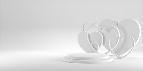Minimal heart shapes background mock up podium