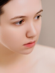 Obraz premium selective focus on eye. Female Eye with Long Eyelashes . Makeup , Cosmetics , Beauty. Close up, Macro