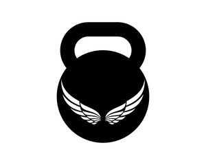 Dumbbell with wing silhouette inside