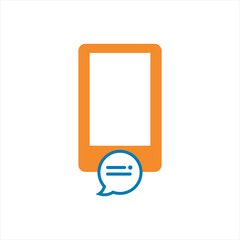 Illustration of mobile phone icon design with chat balloon.