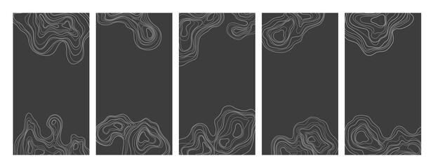 Abstract topographic map design elements set. Design for invitation, cover, flyer, card. Template contour map concept.