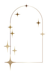 Golden Arch Frame Sparkle Stars PNG transparent background, shadow effect