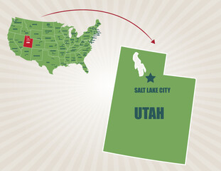 United States of America map and cities vector. Utah