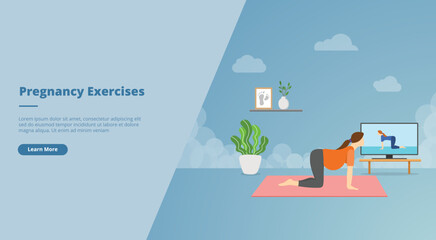 pregnant exercise concept for website landing homepage template banner or slide presentation cover