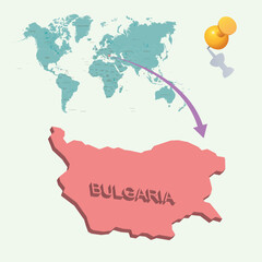 3D World map. Bulgaria on Earth